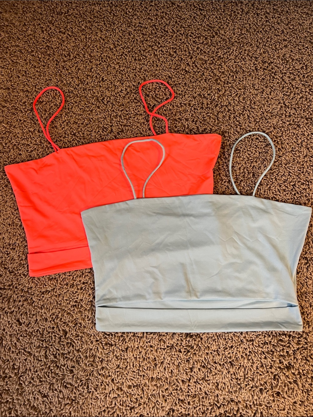 SHEIN Spaghetti Strap Crop Tops - Coral & Light Gray
